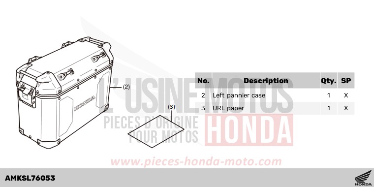 KIT,L PANNIER CASE (AL) de Africa Twin DCT GRAND PRIX RED (R380B) 2023